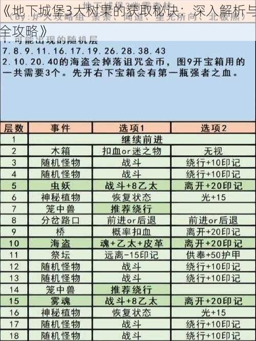 《地下城堡3大树果的获取秘诀：深入解析与全攻略》