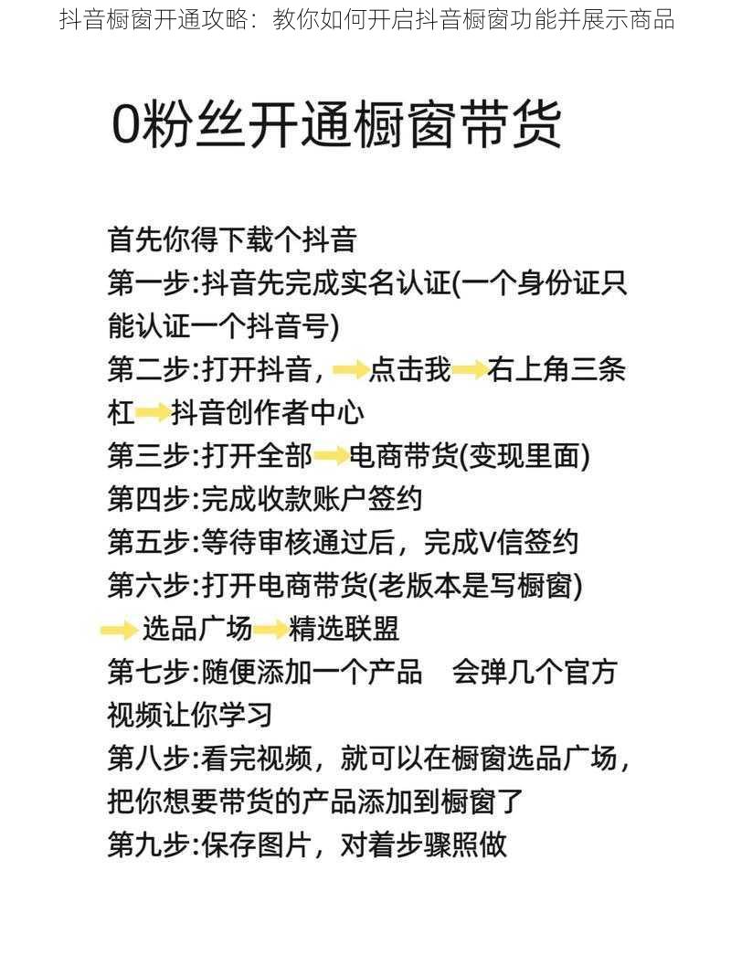 抖音橱窗开通攻略：教你如何开启抖音橱窗功能并展示商品