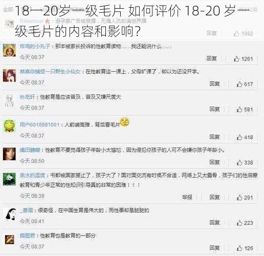 18一20岁一级毛片 如何评价 18-20 岁一级毛片的内容和影响？