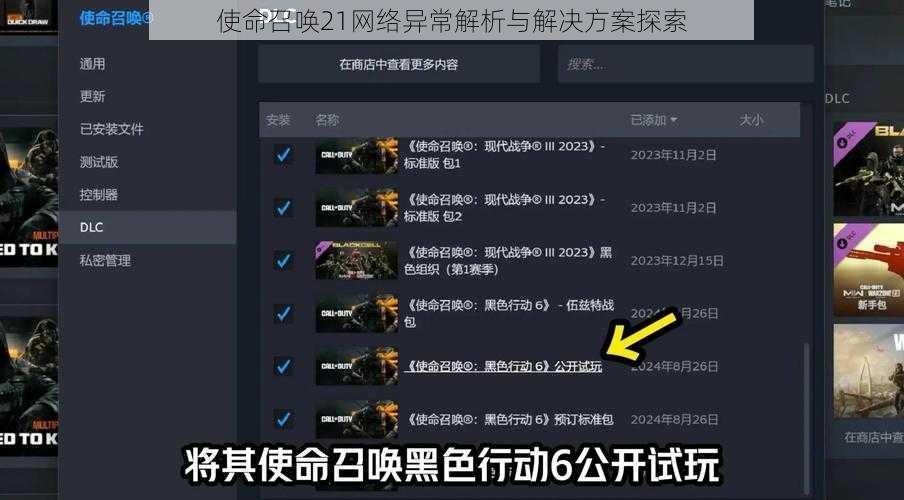 使命召唤21网络异常解析与解决方案探索