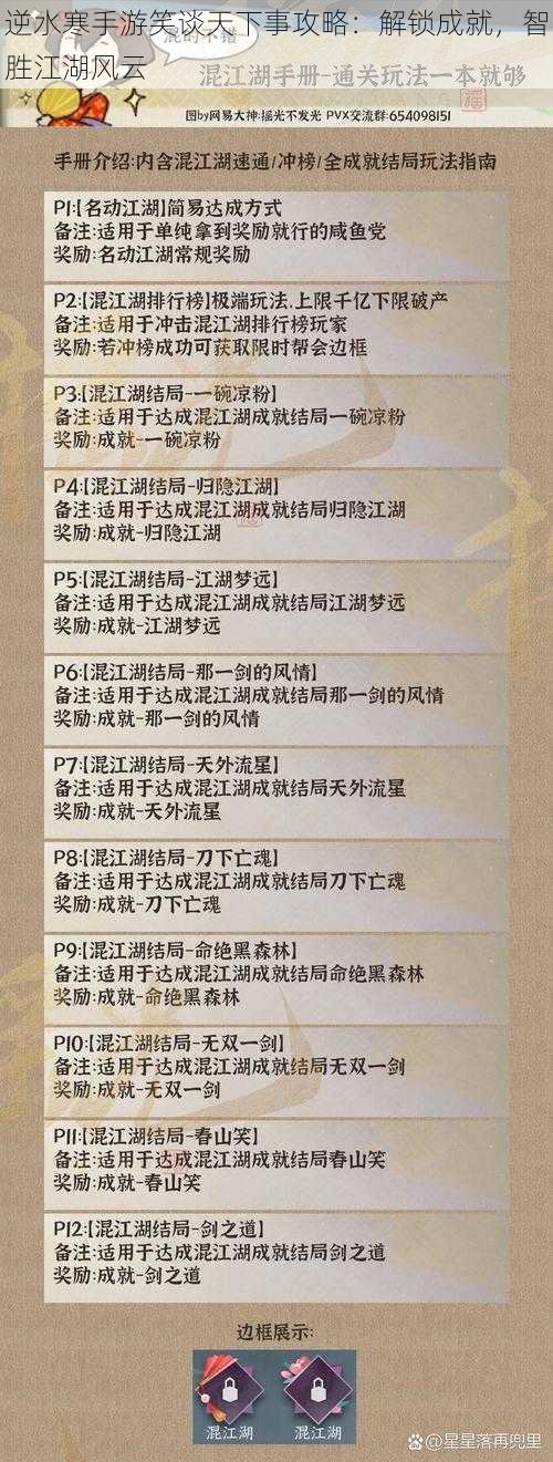 逆水寒手游笑谈天下事攻略：解锁成就，智胜江湖风云